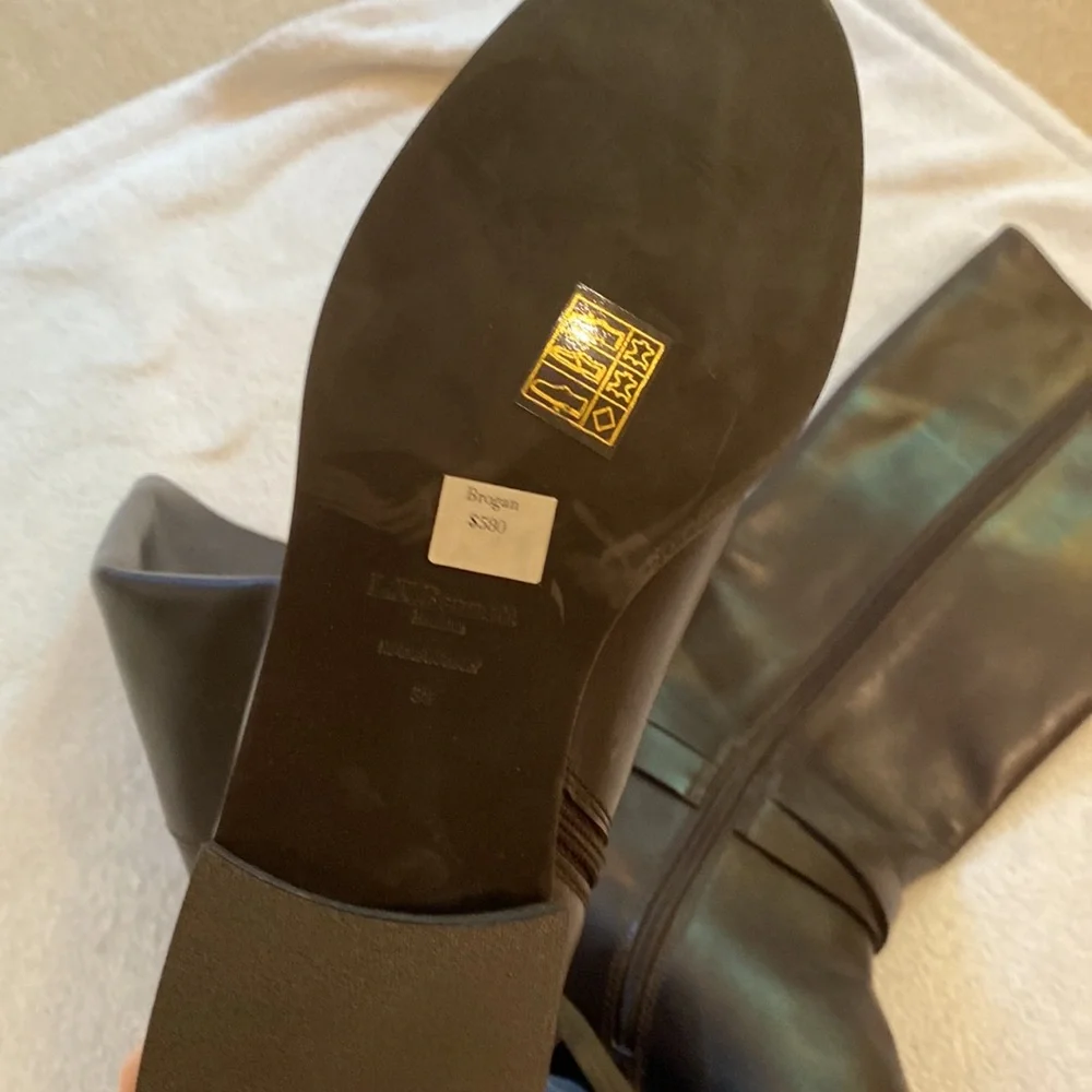 NWT L.K. Bennett Brogan dark brown leather tall equestrian  riding boots Sz 38